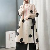 Loose Fit Pleated Polka Dot Lightweight Jacket Dress - FashionByTeresa